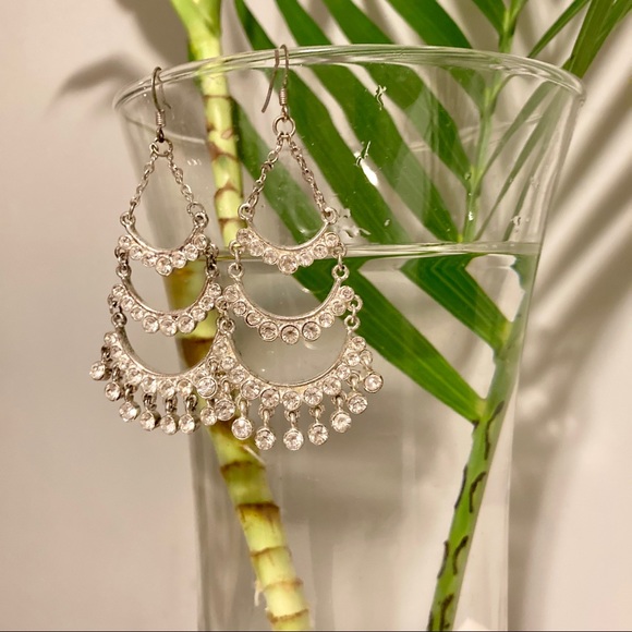 Crystal Small Chandelier Earrings in Silver - Picture 3 of 4